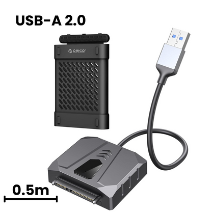 [CLEARANCE] ORICO 2.5" / 3.5" SATA SSD HDD Hard Disk Drive Adapter with Silicone Cover, USB 2.0 Output, 480Mbps Transfer Rate for PC Desktop Computer Laptop | UTS2-2AB