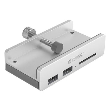 ORICO USB 3.0 Multi-Port Clamp-Type Hub for Monitor and Tabletop with 5Gbps Speed and Support for Windows, macOS, and Linux + Optiol TF/SD Card Reader & Power Supply for PCs, Desktop Computers, and Laptops - USB Hubs and Docking Stations