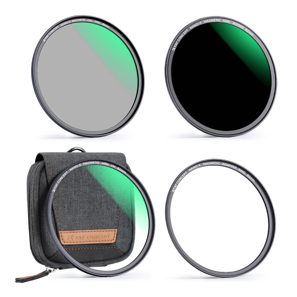 K&F Concept NANO-X MCUV+CPL+ND1000 Ultraviolet, Circular Polarizer, Neutral Density Lens Filters with Magnetic Adapter Ring for Camera Lenses - Multi-Coated Optical Glass, Ultra-Slim Frame, High-Definition, Waterproof & Scratch Resistant