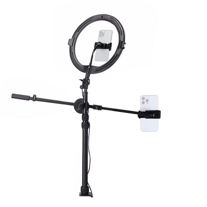 Vijim by Ulanzi 11" RGB Ring Light Multifuction C-clamp Stand and Phone Holder with 68" Extendable Overhead Arm for Live Streaming, Photography, Video | K16