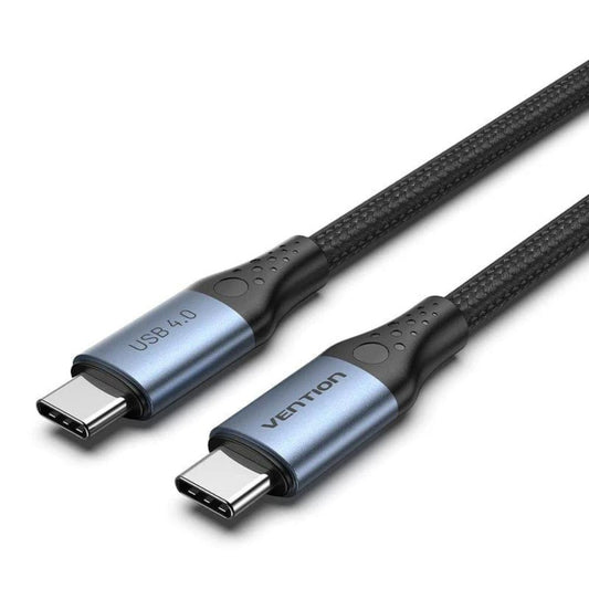 Vention 1 Meter PD 240W USB 4.0 Type-C Male to Male Fast Charging 5A Cable with 8K 60Hz UHD Video Output, High-Speed 40Gbps Transfer Speed for Laptop, Tablet, Smartphone, Gaming Console