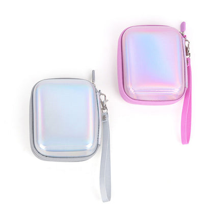 [CLEARANCE] Pikxi Iridescent Holographic Style EVA Padded Hard Case for Instax LiPlay Cameras and MiniLink Portable Printers with Water Resistant Coating, Inner Accessory Pockets, and Hand Strap - Pink
