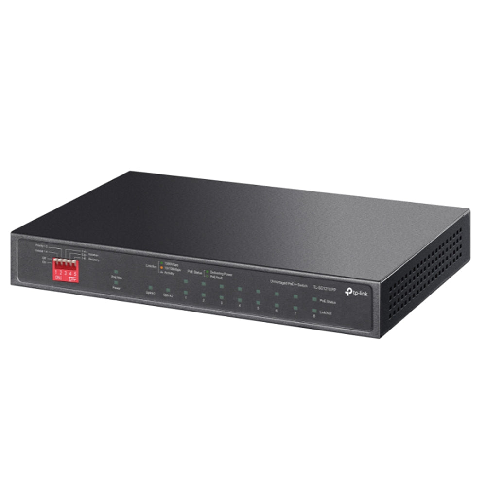 TP-Link 10 Port Gigabit Desktop Switch with 8 Port PoE+ 10/100/1000Mbps RJ45 Ethernet + SFP Slot Network Hub for IP Phone, Access Point, Router, IP CCTV Camera, NVR | TL-SG1210P, TL-SG1210PP
