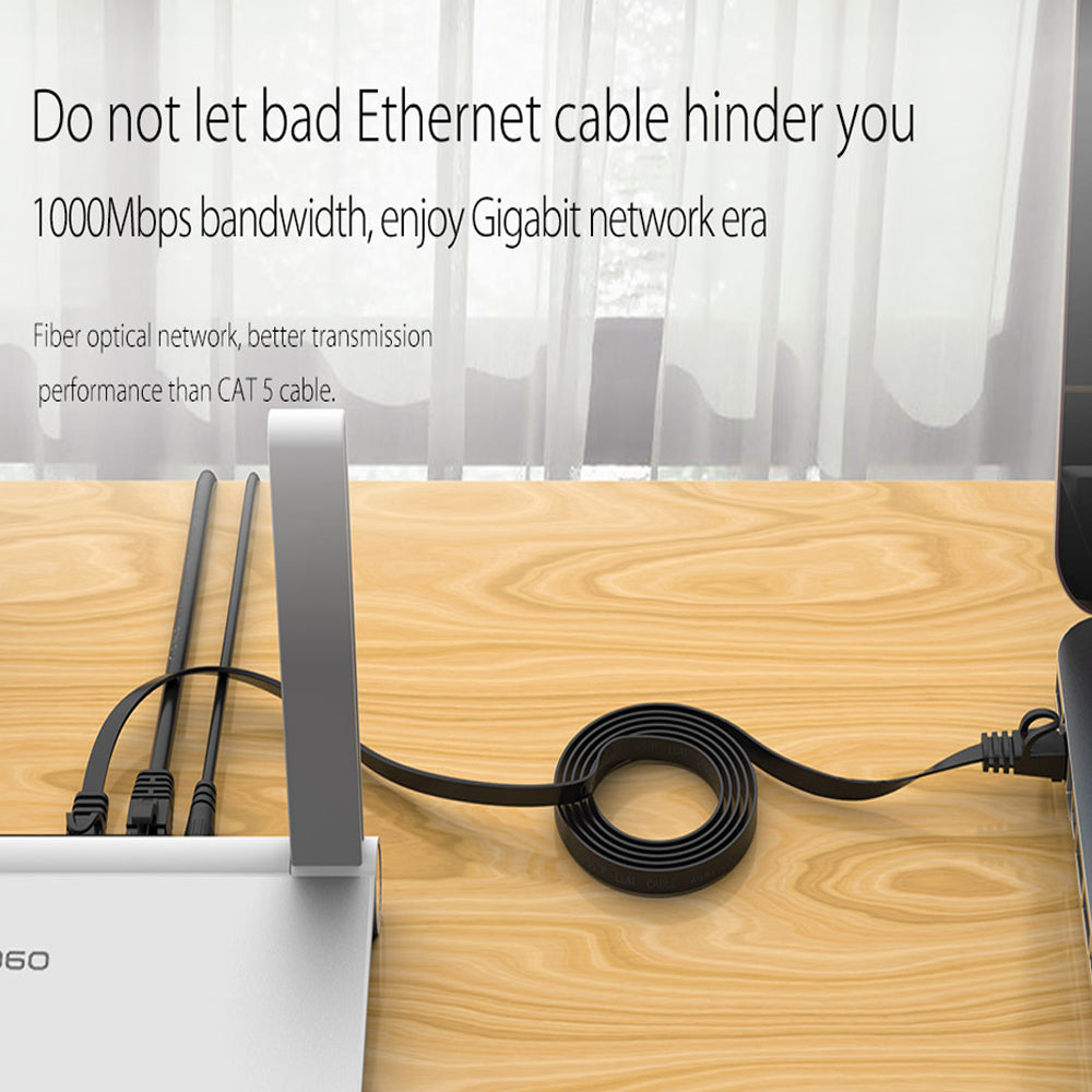 [CLEARANCE] ORICO 3 Meters Cat6 RJ45 Ethernet LAN Male to Male Flat Cable with 1000Mbps Gigabit Bandwidth for PC Desktop Computer Laptop Router | PUG-C6B