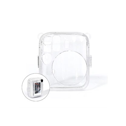Pikxi Fujifilm Instax Mini 13 Transparent Crystal Camera Protective Case w/ Photo Pocket & Strap