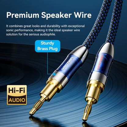 Vention Dual Ba Plug Cotton Braided Professiol Speaker Cable (Hi-Fi) with Male to Male Gold Plated Connectors and Triple Interl Shielding for Audio Equipment and Sound Systems Receivers Amplifiers Loudspeakers and more