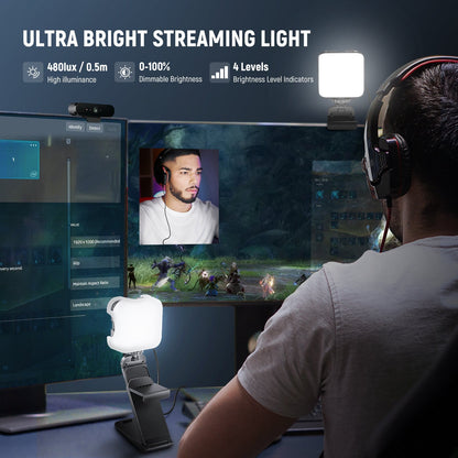 [CLEARANCE] Neewer PL81 Pro 15W Bi-Color 2900K-7000K Video Professional Conference LED Light with 2-in-1 Monitor Mount & Stand, App Control for PC, Computer, Webcam Lighting, Streaming