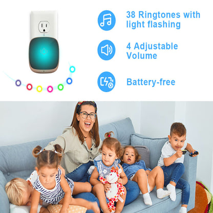 [CLEARANCE] DAYTECH DB25 Self-Powered Smart Wireless Doorbell Plug and Play AC 110V-220V Water-Resistant 260m Long Range Door Bell Buzzer with Adjustable Volume, 38 Chimes and Tunes for Home Office Indoor and Outdoor Installation (GOLD)
