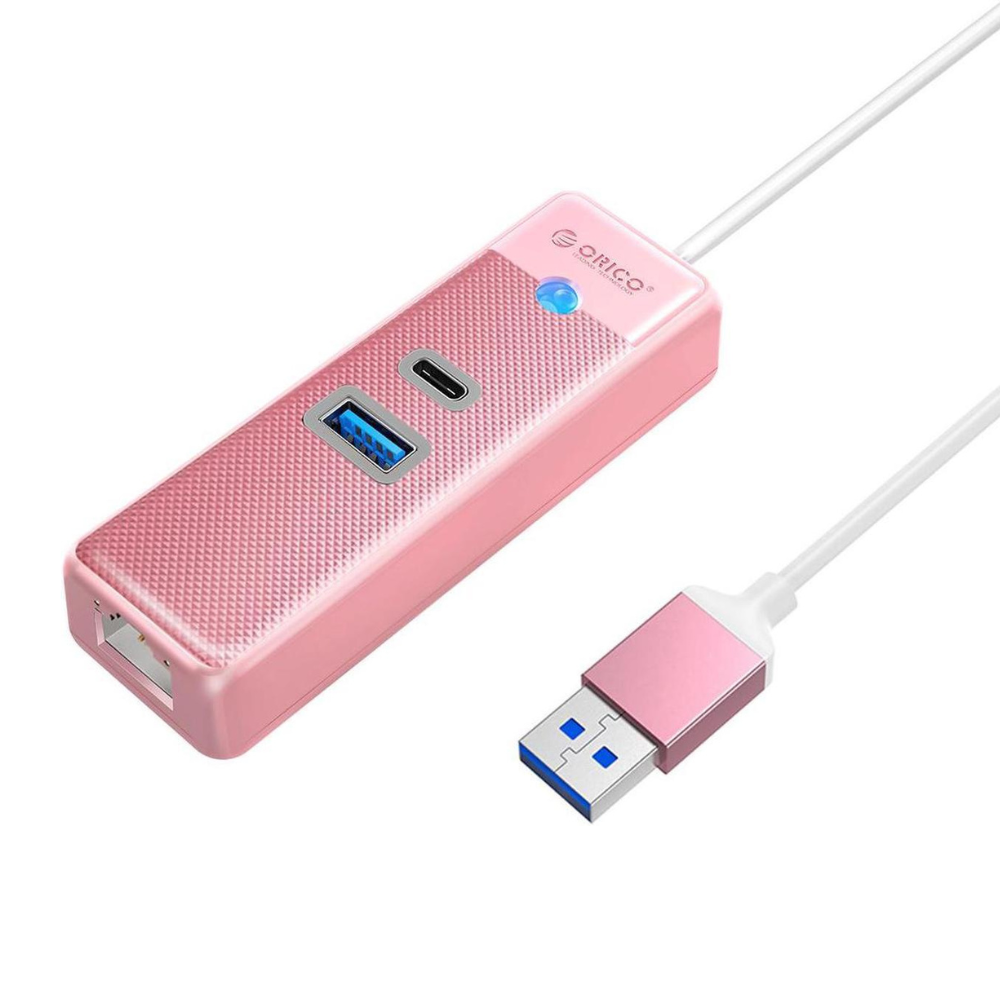 [CLEARANCE] ORICO 1.8m 3-in-1 USB 3.0 Type C Data Hub with 5Gbps USB-C 3.0 Input, 1000Mbps Ethernet, 5Gbps USB-C 3.0, USB-A 3.0 for Windows 8/10, macOS, Linux | PWCUR-U3-015