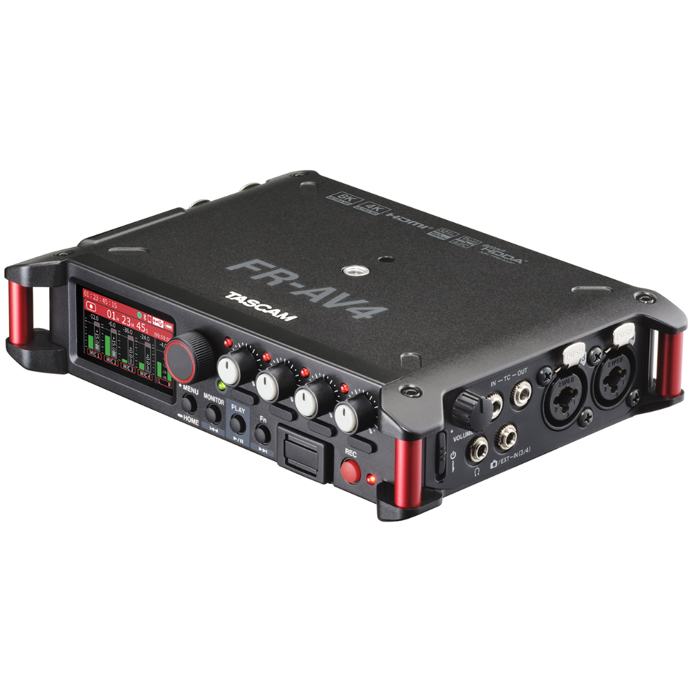 TASCAM FR-AV4 4 Channel Field Recorder 32-Bit Float Mixer Memory Card Slot and Mobile App Control