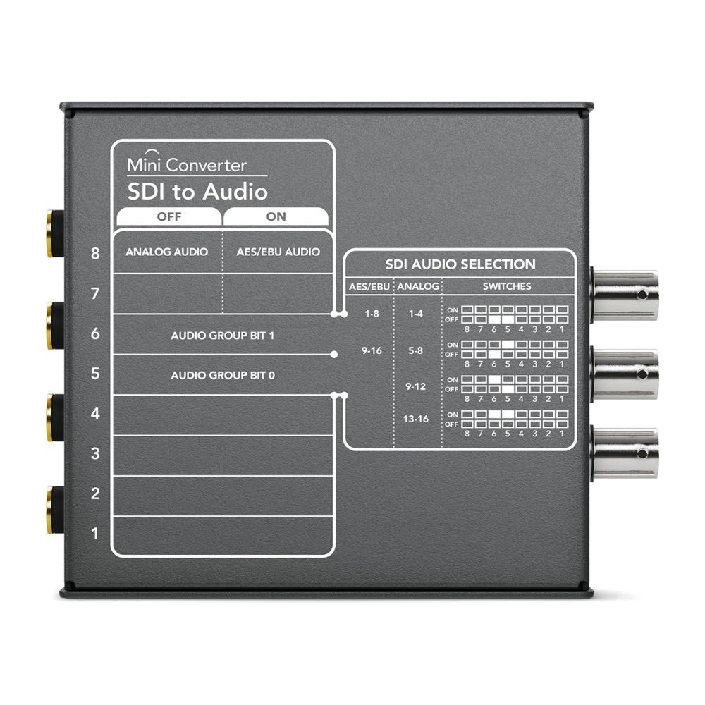 [CLEARANCE] Blackmagic Design 8 Channel 3G SDI to 6.35mm AUX Analog Stereo and Digital AES/EBU Audio Converter Box with Redundant Signal Input and Automatic Resolution Switching for Video Recording and Broadcast | CONVMCSAUD