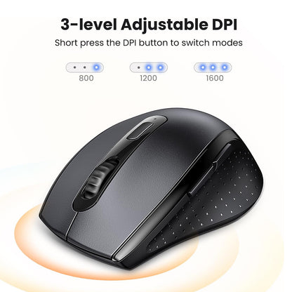 UGREEN 2.4GHz Wireless Mouse – Ergonomic Silent USB Mouse w/ 3 Adjustable DPI 800/1200/1600