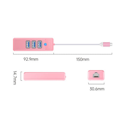 [CLEARANCE] ORICO 4 Port 0.5M USB Type-C Data Hub with 5Gbps Transfer Rate, USB-A 3.0 Inputs, 2.5G / 1000Mbps Internet Speed for Windows 8/10, macOS, Linux | PW3UR-C3