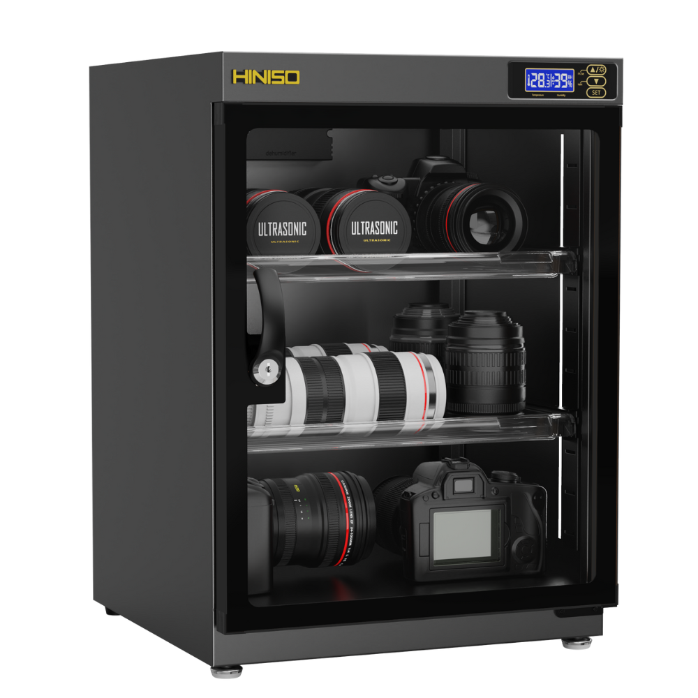 Hiniso 70L Electric Dry Cabinet Dehumidifier Digital Automatic Humidity Controller with Adjustable Shelves, LED LCD Display for Jewerly, Leather Bags, Electronics, DSLR and Mirrorless Camera, Lens, Photography Equipment Storage | AD-70S