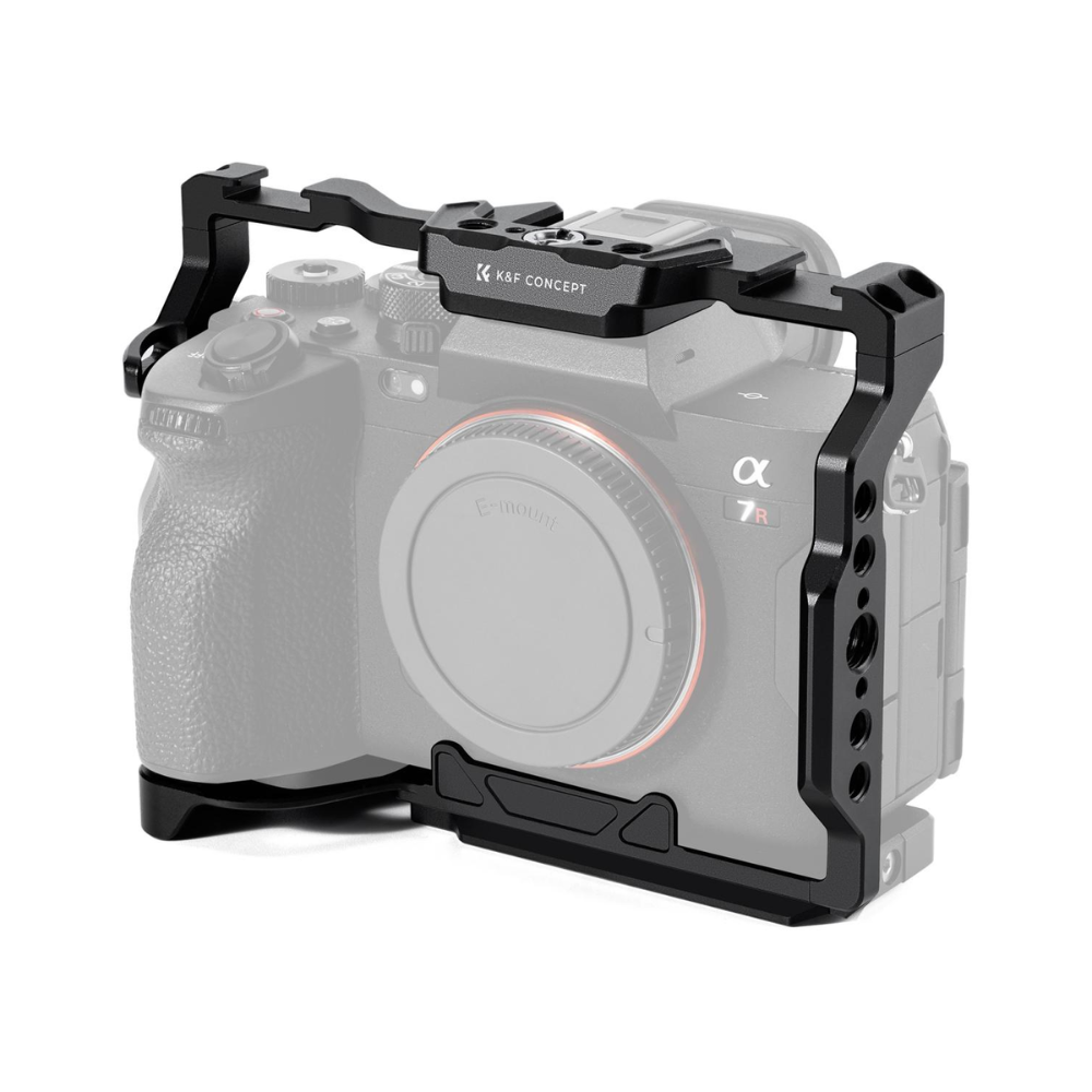 K&F Concept Camera Cage for Select Sony Cameras, CNC Aluminum Alloy, Arca-Style QR Base, Cold Shoe, 1/4"-20 & 3/8"-16 Mounts