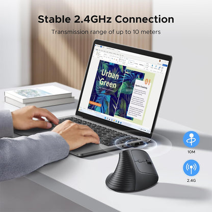 UGREEN Wireless 2.4GHz Ergonomic Vertical Mouse with 1000 / 1600 / 2000 / 4000 DPI Max 10m Control