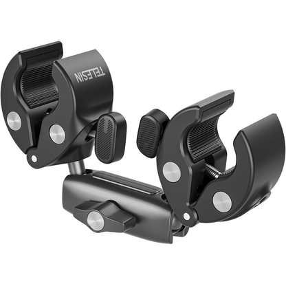 TELESIN Double-Headed Bike & Motorcycle Crab Claw-Style Clamp Pipe Mount with 360° Ball Swivel Joint