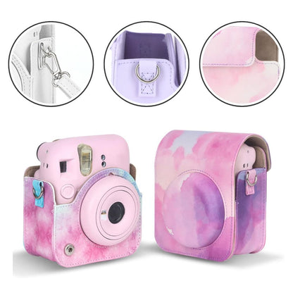 [CLEARANCE] Pikxi BMP12 Fujifilm Instax Mini 12 PU Leather Soft Silicone Protective Camera Case Bag with Shoulder Strap (Lilac Purple)