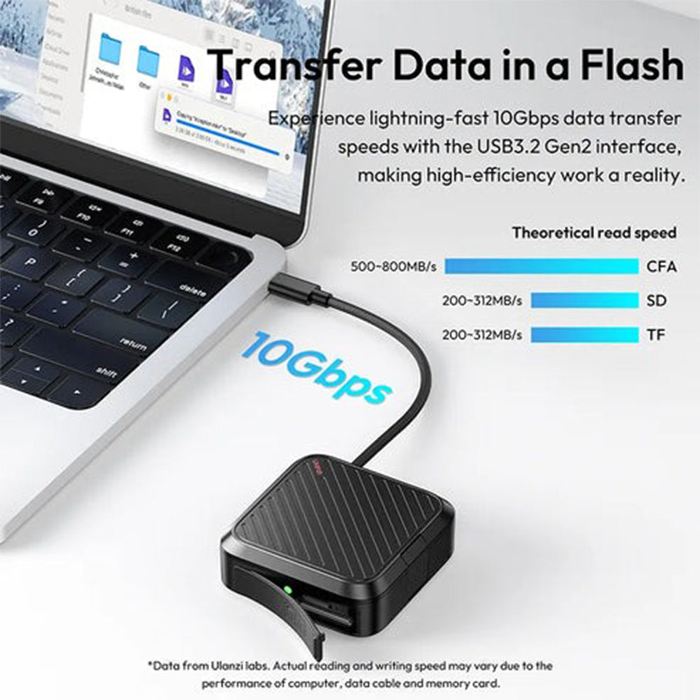 Ulanzi CRC10 3-in-1 Card Reader Case CFA / SD / TF to USB 3.2 Gen2 Type-C with 10Gbps Data Transfer, Pop-up Card Slot and Up to 13 Slot Card Holders for Windows, macOS, iOS, Android, Linux and Chrome OS | C078GBB1