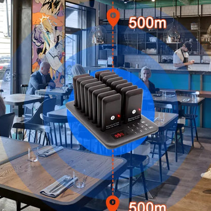DAYTECH E-P300 10-Piece Set Coaster Buzzer Restaurant Guest Pager Calling System 500m Long Range Queue Line Beeper for Fast Food, Cafe, Clinic, Coffee Shop
