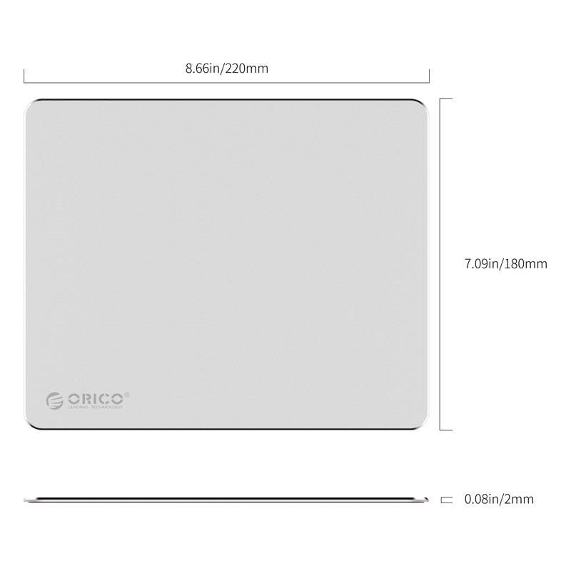 ORICO Aluminum Alloy Mouse Pad with Anti-Slip Silicone Pads for Home & Office Desktop Computers