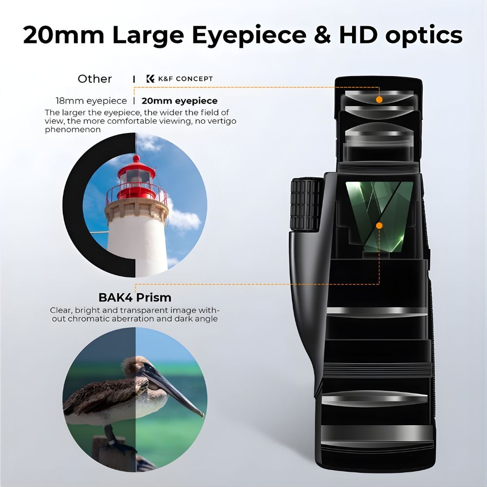 K&F Concept 8x32 50mm Zoom Monocular Smartphone Camera Telescope | KF33-083V1