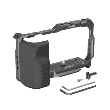 SmallRig Formfitting Camera Cage with Handgrip for Sony ZV-E10 Digital Camera with Arca-Type QR Quick Release Base, 1/4"-20 & 3/8"-16 Accessory Threads and Screw, Cold Shoe Mounts, Strap Slots and Rubber Padding 3538B