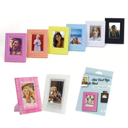 Pikxi Rivet Style Photo Frame for Instax Mini Film, 3 x 2 inch Pictures, Photo Cards, Table Tops, and Shelves Decorative Displays - Yellow