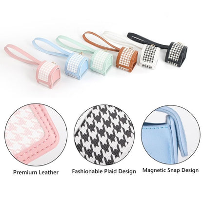 [CLEARANCE] Pikxi Plaid Style PU Leather Protective Case with Wrist Strap for Fujifilm Instax Pal - White