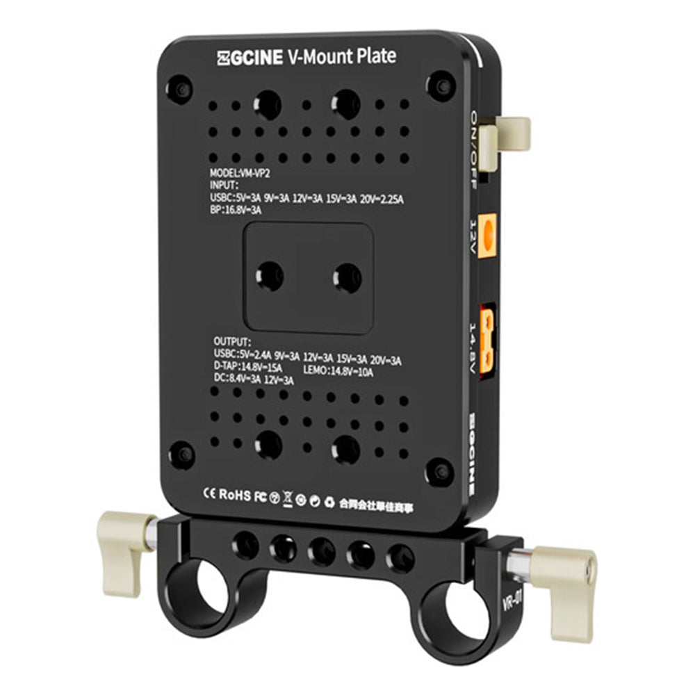 ZGCINE VP2 KIT1 | KIT3 V-Mount Battery Plate with Articulating Arm and 15mm LWS Rod Bracket, Dual D-Tap, 2-Pin LEMO, USB-C PD Input/Output, USB-A QC, DC, BP Output, 1/4"-20 Mount Threads, LED Battery Indicator for Photography & Videography