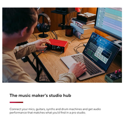 Focusrite Scarlett 4i4 4th Generation 4 In / 4 Out USB Type-C Audio / MIDI Interface with XLR Mic Preamps, Headphone, MIDI I/O with Auto Gain, Clip Safe, Air Mode, Virtual Loopback and Software Expansion Bundle