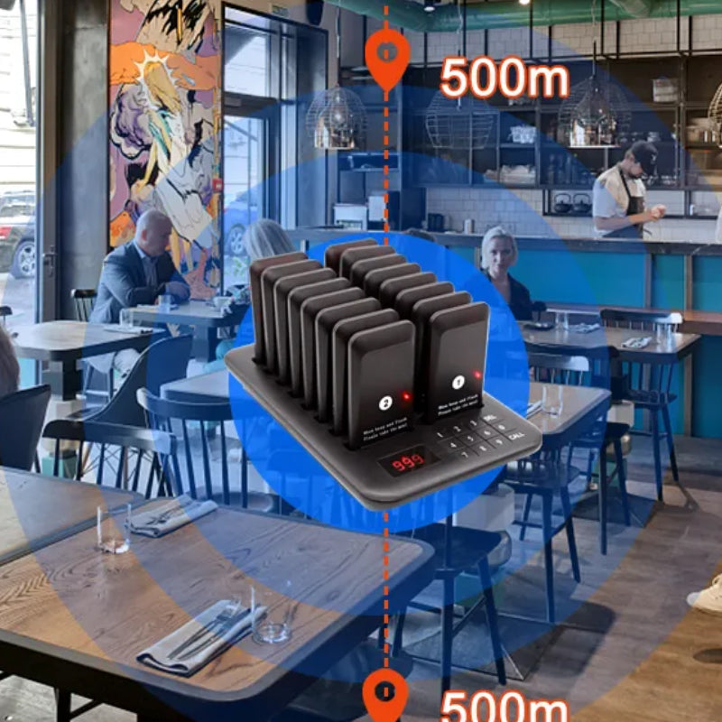 [CLEARANCE] DAYTECH Coaster Buzzer Restaurant Guest Pager Calling System 500m Long Range Queue Line Beeper for Fast Food, Cafe, Clinic, Coffee Shop | E-P300