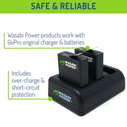 Wasabi Power Battery for GoPro HERO8 and Triple Charger Compatible with HERO8 BLACK, HERO7 BLACK, HERO6, HERO5
