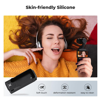 K&F Concept Silicone Protective Body Case Sleeve with Screen Cover & Lens Protector for DJI Osmo Pocket 3 Action Camera, Anti-Loss Wrist Strap Rope, Explosion-Proof Tempered Glass, Water, Dust and Scratch Resistant | KF31-110