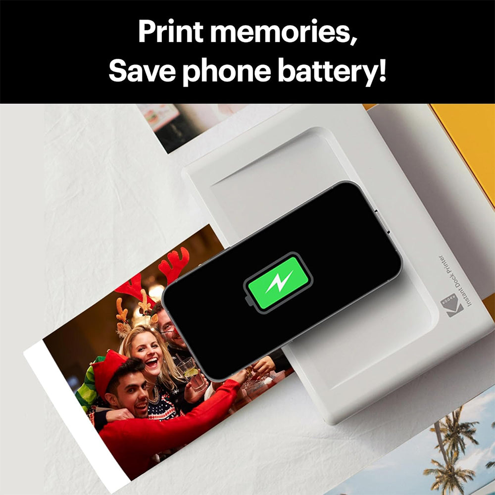KODAK Dock Plus USB Type-C / Lightning Port Dock + Bluetooth Instant Photo Printer and Accessories Kit Bundle w/ 4" x 6" Prints, 10 + 80 Sheets, 4PASS Print Technology, Bordered / Borderless Printing & Mobile Smartphone App Support | PD460
