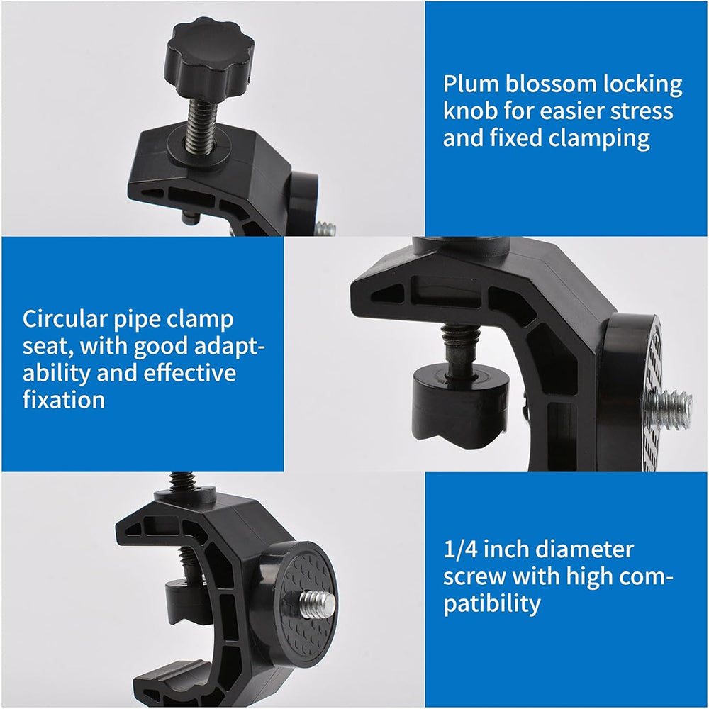 Pxel C-Type Clamp Universal Table Desk Mount with 1.65-Inch Clamping Diameter & 1/4" Thread Attachments for Smartphone Holder, Compact Cameras, Video Lights and Compatible to Motorcycle Bicycle Handlebars, Tripod, and Light Stands | AA-AC2