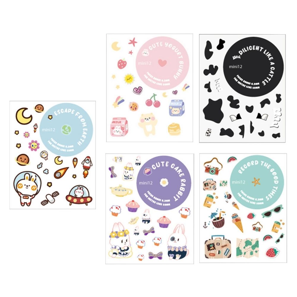 Pikxi Cartoon Body Patch Sticker Set for Instax mini 12 Film Camera - Available in Milk Cow, Blossom Pink, Pastel Blue, Mint Green, and Lilac Purple