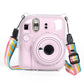 Pikxi CM12 Fujifilm Instax Mini 12 Clear Transparent Protective Camera Case Bag with Shoulder Strap