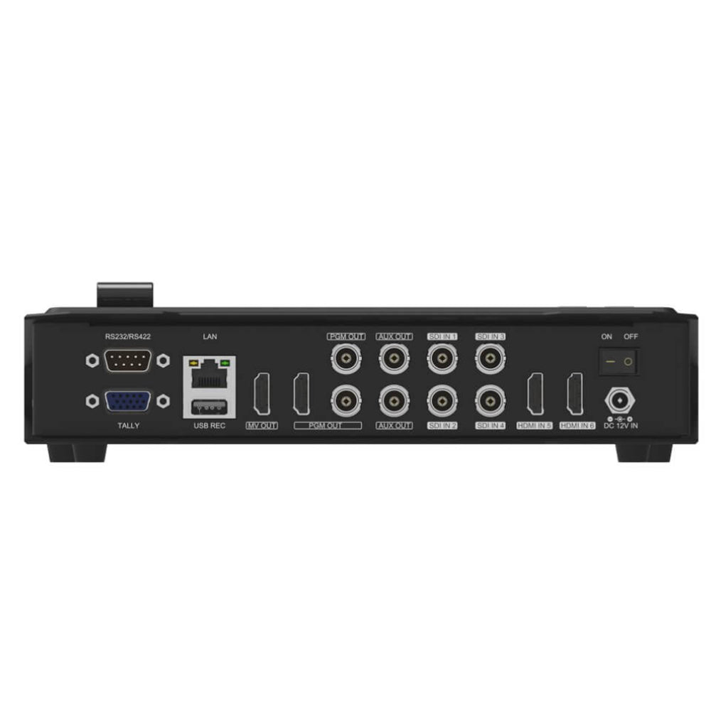 AVMATRIX Shark S6 6-Channel HDMI / SDI Video Switcher with 5" LCD Display Monitor, Multi-Platform Live Stream via Ethernet & USB Type C Port, PTZ Camera Control, Integrated Audio Mixer, USB Disk & SD Card Video Recording Storage