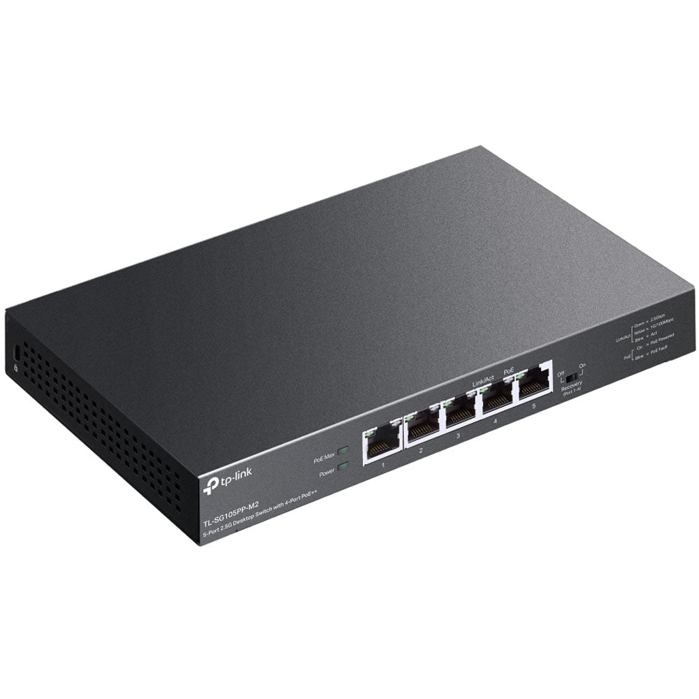 TP-Link TL-SG105PP-M2 5-Port 2.5 Gbps Gigabit Desktop Network Switch with 4 PoE++ Ports, RJ45 Hub with Auto Recovery Feature, Plug-and-Play Operation and QoS Traffic Priority | TPLINK TP LINK