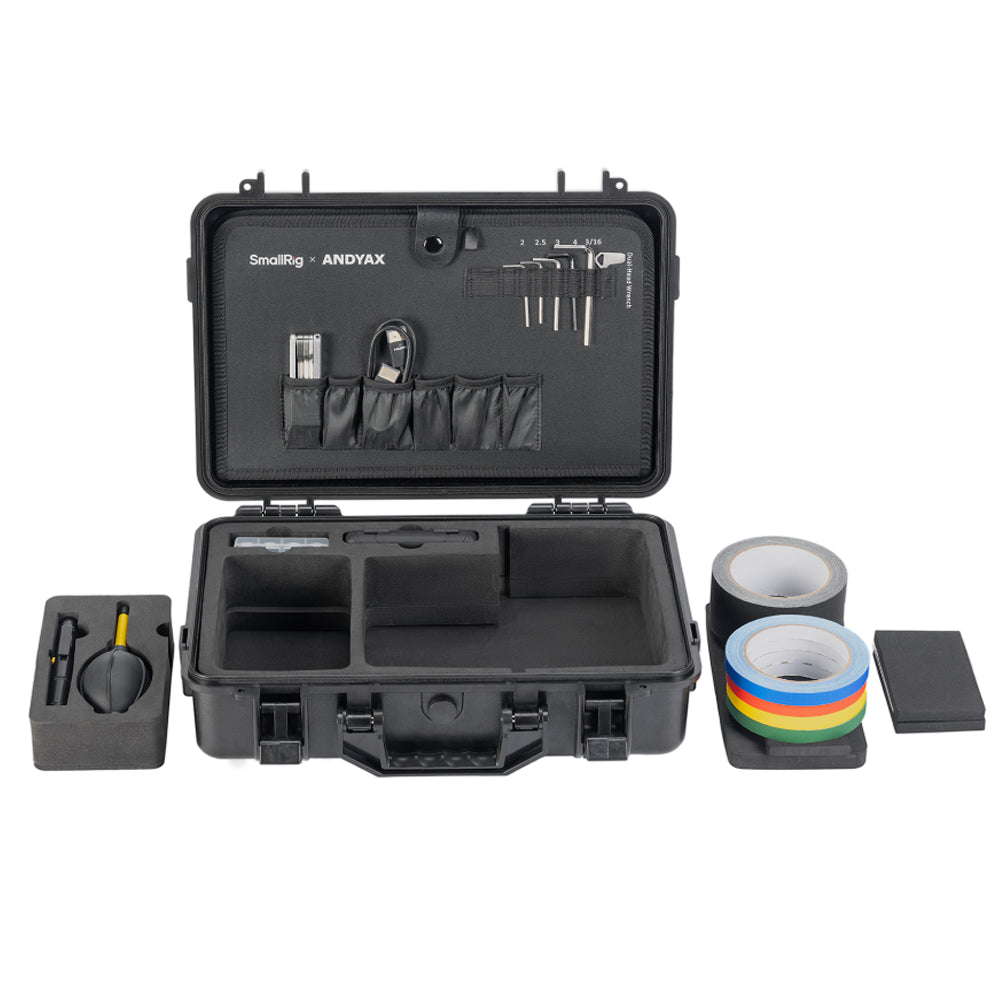 SmallRig x Andyax Creator Tool Kit 13-in-1 Professional Filmmaking Camera Toolbox with Dust Blower, Cleaning Pen, Microfiber Cloth, Screw Set, Memory Card Case, Gaffer Tapes, Foldable Multi-Tool, HDMI Cable, Wrench Set & Velcro Cable Ties