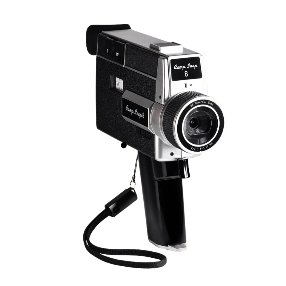 Camp Snap CS-8 Film Style Digital Video Camera Point & Shoot with 8X Optical Zoom, 5 Vintage Filters, Analog Meters for Battery + Memory, Supports Up to 4GB - 128GB SD Card, In-Built Speaker Audio Capture for Classic Filmmaking Videography