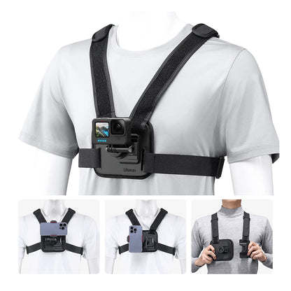 [CLEARANCE] Ulanzi CM028 Go-Quick II Magnetic Action Camera Chest Strap with Smartphone Holder & Quick Release Rotating Mount for GoPro, DJI, Insta360 and Ideal for Cycling, Motorcycling, Running, Boating, Hiking, Vlogging | C021GBB