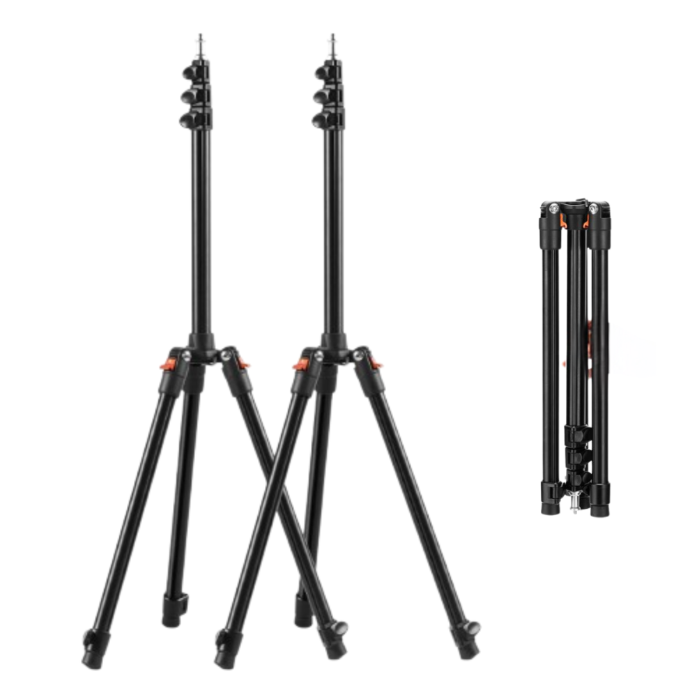 K&F Concept Foldable Aluminum Light Stand with 5kg Load Capacity, 2 Meters Max Adjustable Height, Reversible Non-Slip Legs, 1/4" Universal Screw for Cameras, Photography Studio and Lighting Equipments | 1-Pack / 2-Pack Options