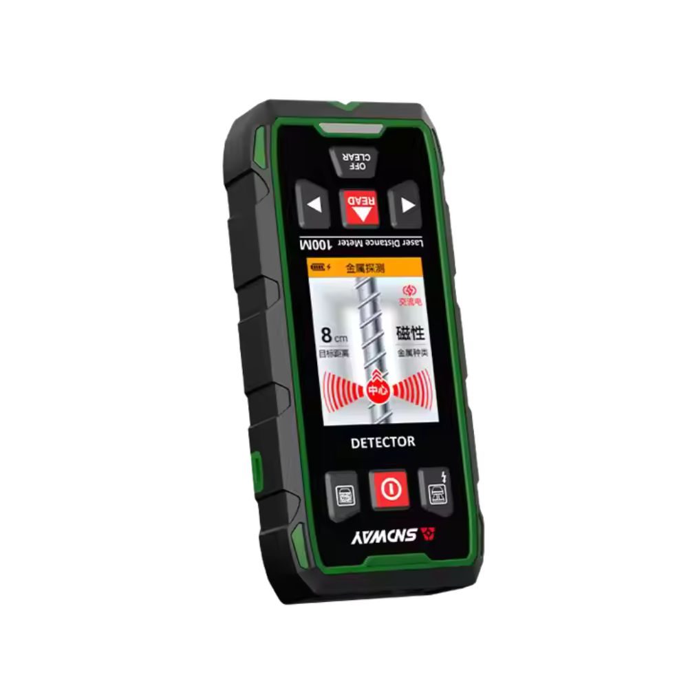 SNDWAY SW-6100GT 2 in 1 120m Digital Laser Distance Meter 800mAh Rangefinder with Wall Metal Wires Detector Sensor Stud Finder with 30 Unit Data Storage, 2.4" LCD Display, IP54 Water and Dust Resistant