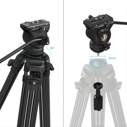 SmallRig AD14 Heavy Duty Carbon Fiber / Aluminum Tripod w/ Up to 10KG Max Payload & 186CM Max Height
