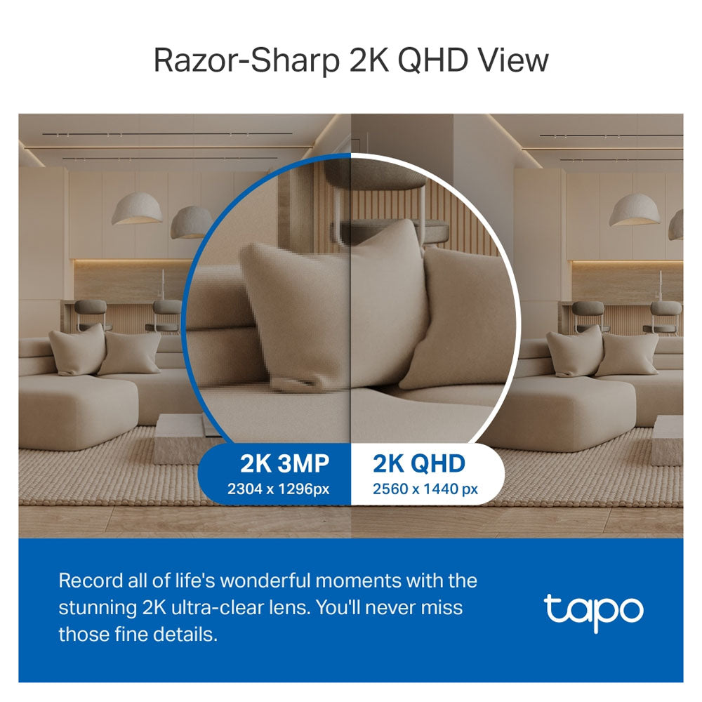 TP-Link Tapo C222 / C220 2K QHD / C200C 1080p Full HD Home CCTV WIFI Camera with 360° Pan / 114° Tilt, Night Vision, Smart AI Motion Detection, 2-Way Audio and 512GB MicroSD Slot for Home Security