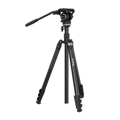 SmallRig CT-210 Aluminum Camera Video Tripod Kit - Sp-On Type Quick Release Fluid Head, Reversible Center Column, 192cm Max Height, 6kg Load Capacity, 4-Section Legs, 360° Panning & 90°/-65° Tilting, Monopod Configuration | 4475