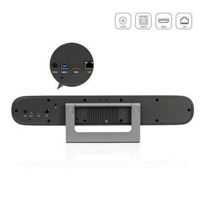 Tenveo TEVO-MEETBAR 4K UHD All-in-One Video Bar Conference Webcam with AI Auto-Tracking, Wide-Angle Camera Lens, 5x Digital Zoom, IR Remote Control & Multiple Interfaces (USB HDMI RJ45) for Business Meeting and Video Conferencing