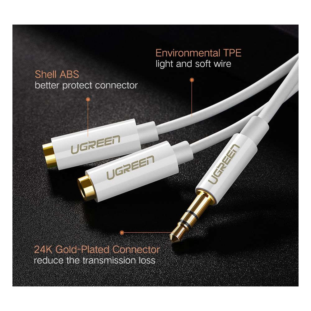[CLEARANCE] UGREEN 3.5mm Jack Male to 2 Female Aux Connector Audio Splitter Cable for PC, Laptop, Tablet, Phone, etc. | 10739